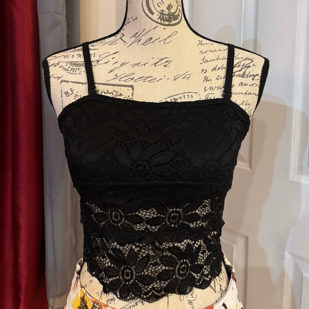 SO Black Floral Lace Pretty Little Layers Crop Top
